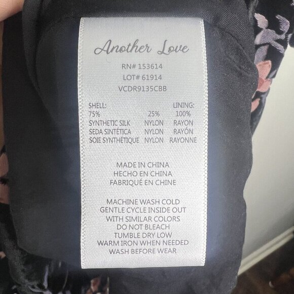 Another Love Velvet Floral Mini Dress Sz S Black Pink balloon sleeves - Picture 6 of 12